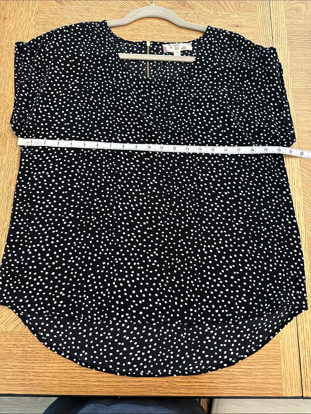 Hippie Rose Black and White Polka Dot Short Sleeve Blouse